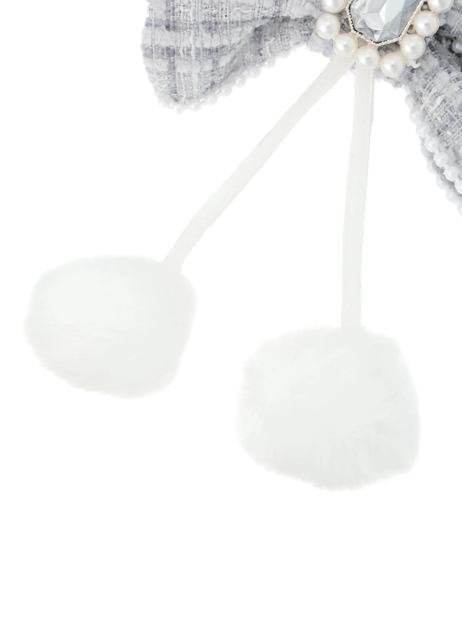 ツイードリボンぽんぽんツインテールクリップ（アクセサリー｜オフ