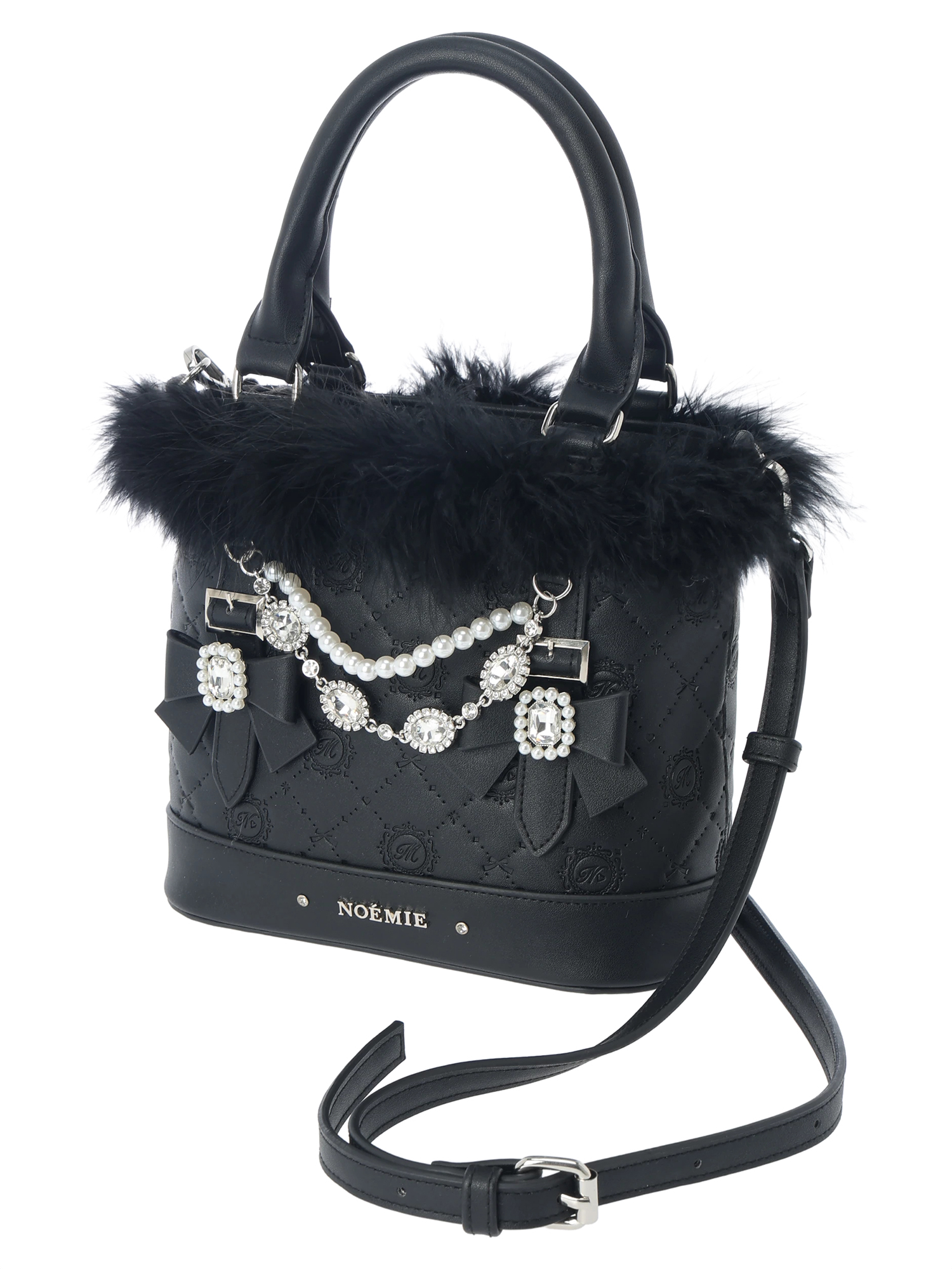 お嬢さんビジューモノグラム2wayショルダーファーバッグ（ショルダー