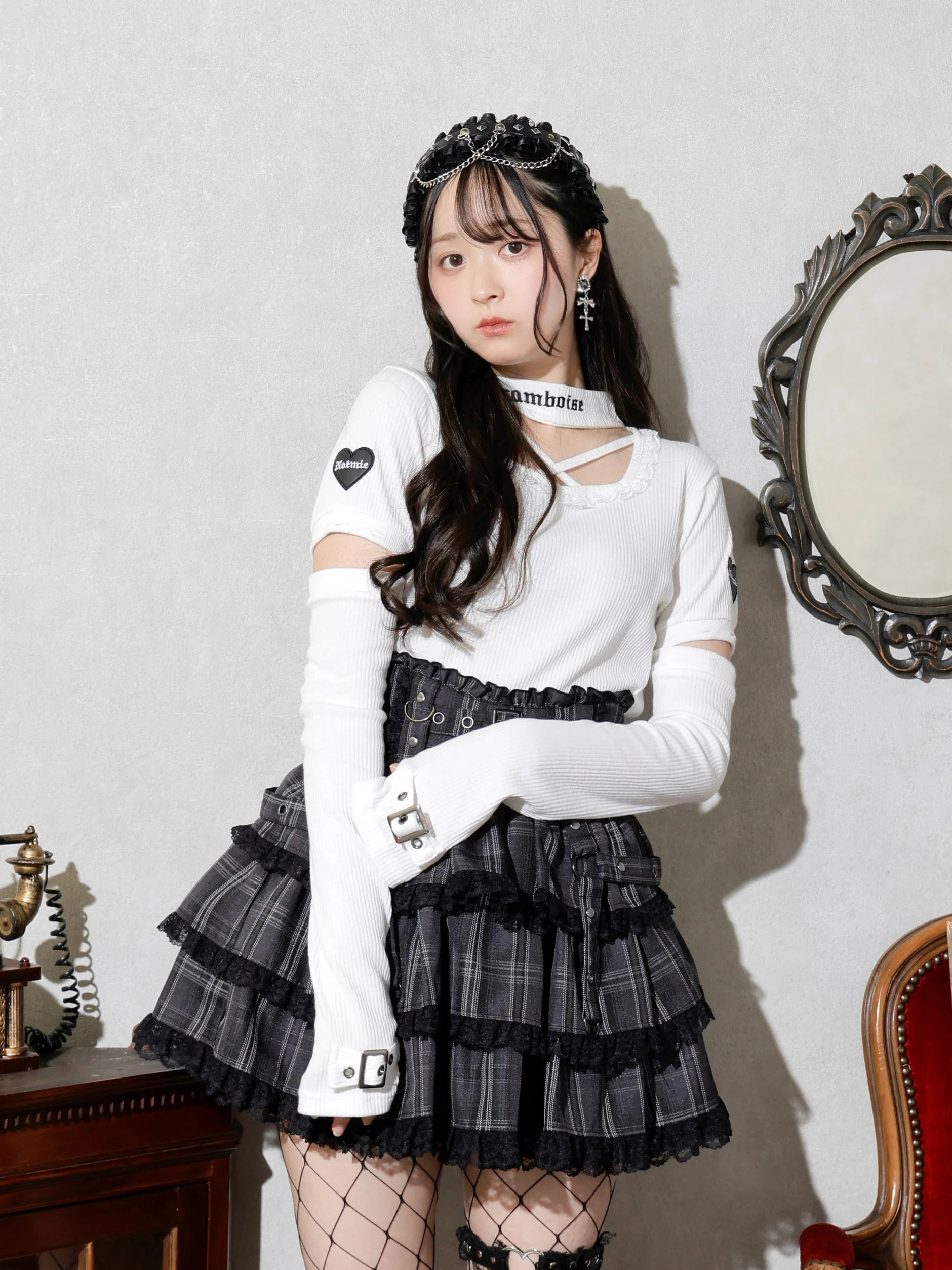NOEMIE 4WAY ハートワッペンアームウォーマーカットソー ブラック ノエミー NOEMIE 4WAYハートワッペンアームウォーマーカットソー