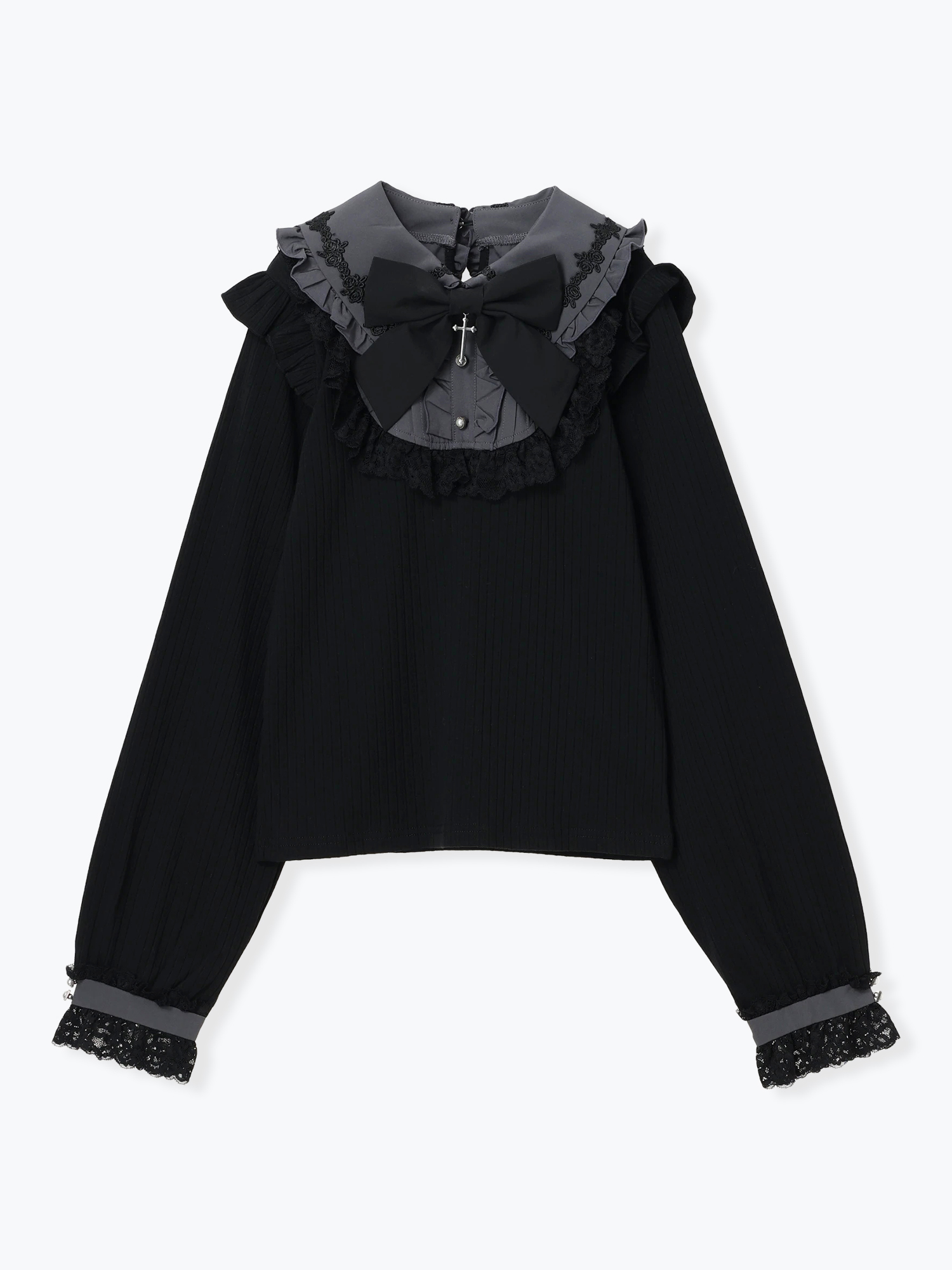 ゴシックローズヨークリボンカットソー（カットソー・Tシャツ｜黒