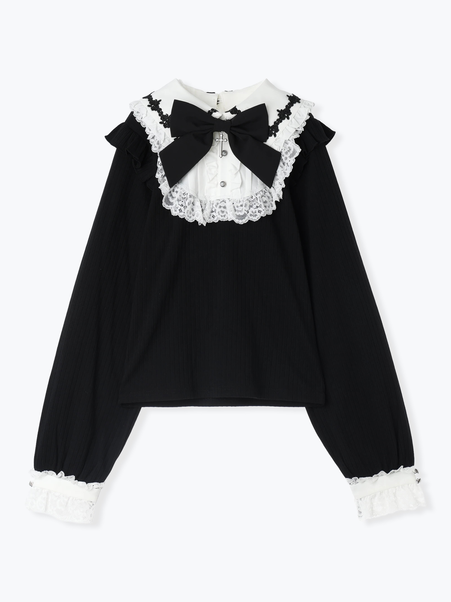 ゴシックローズヨークリボンカットソー（カットソー・Tシャツ｜黒