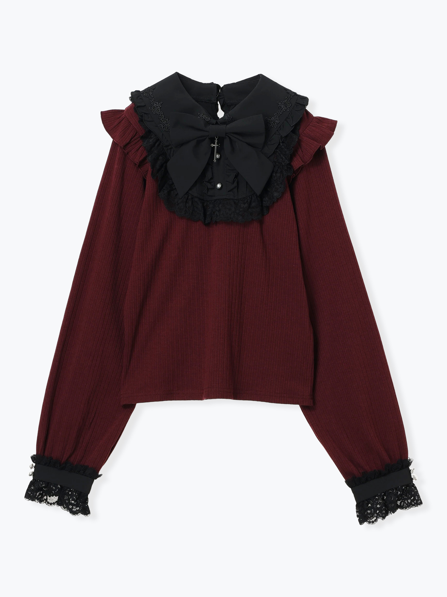 ゴシックローズヨークリボンカットソー（カットソー・Tシャツ｜黒