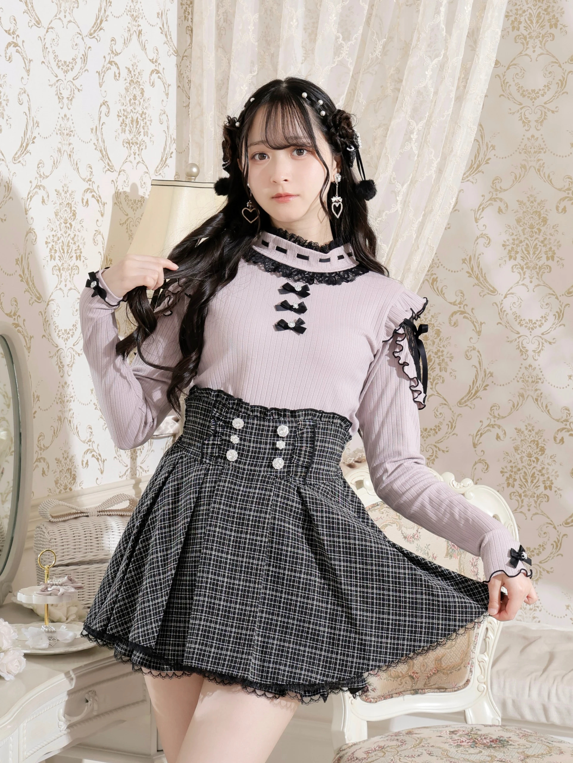 る*い様 NOEMIE ノエミー キラキラリボンオープンショルダープチハイカット キラキラリボンオープンショルダープチハイカットソー