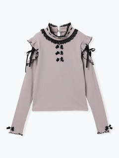 NOEMIE(ノエミー) |キラキラリボンオープンショルダープチハイカットソー