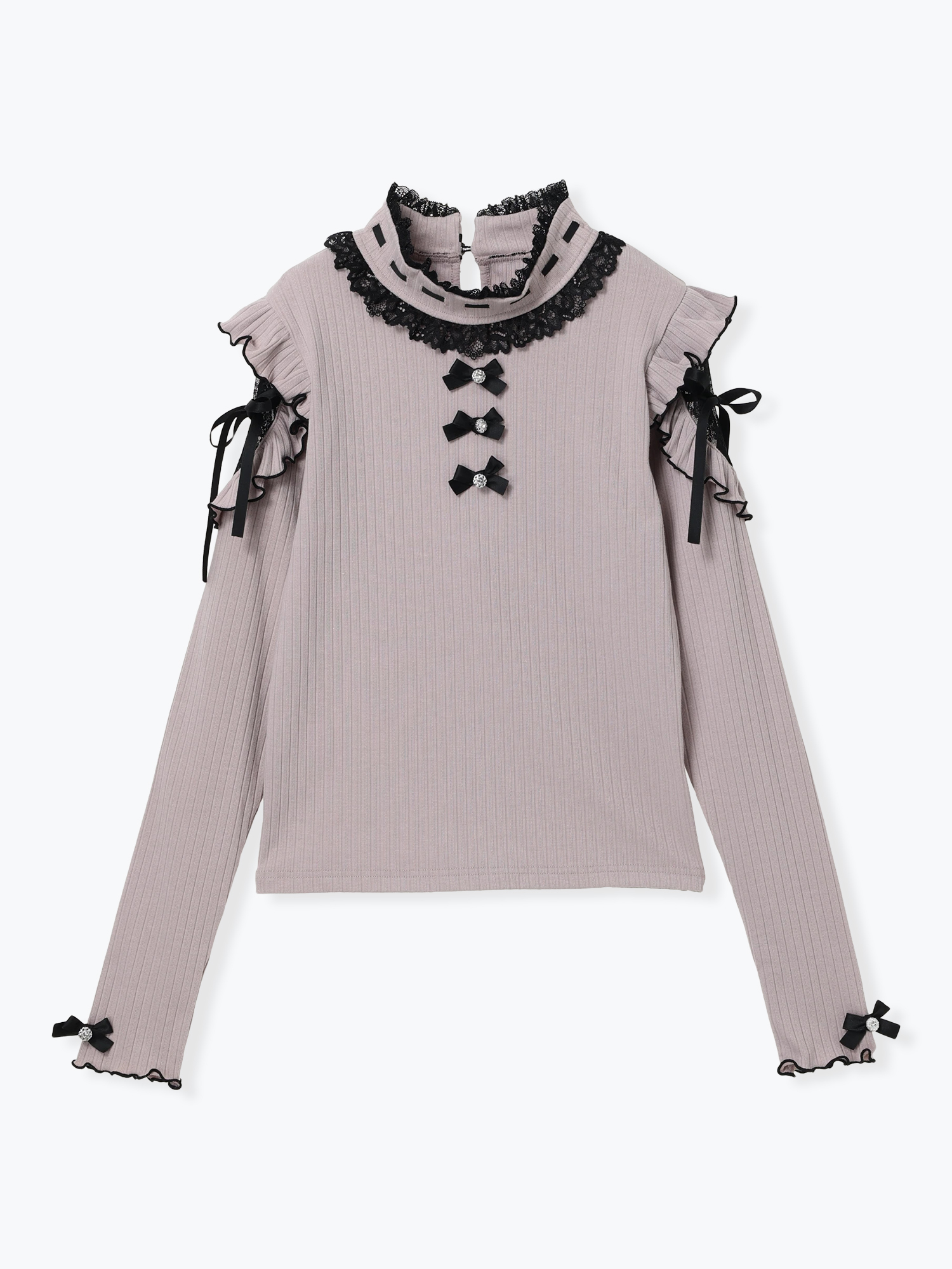 キラキラリボンオープンショルダープチハイカットソー（カットソー・T