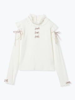 NOEMIE(ノエミー) |キラキラリボンオープンショルダープチハイカットソー