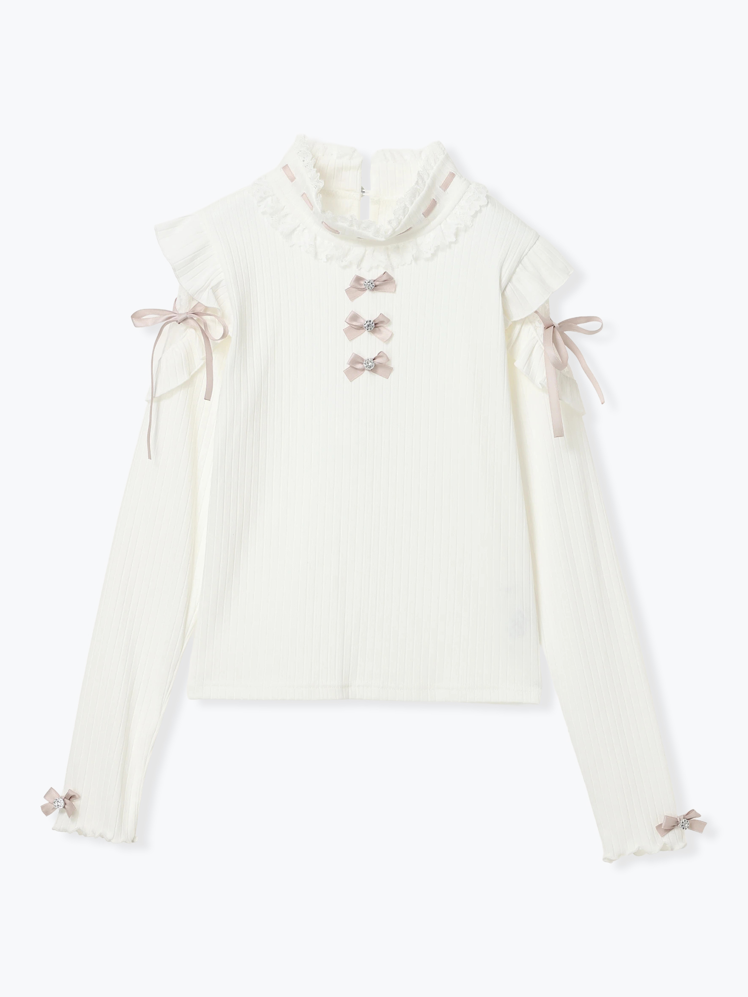 キラキラリボンオープンショルダープチハイカットソー（カットソー・T