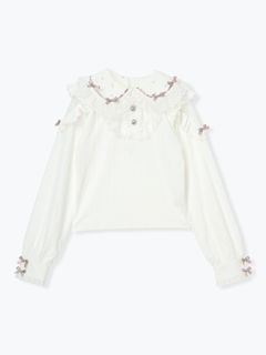 NOEMIE(ノエミー) |お嬢さんメニーリボンパールオープンショルダーカットソー
