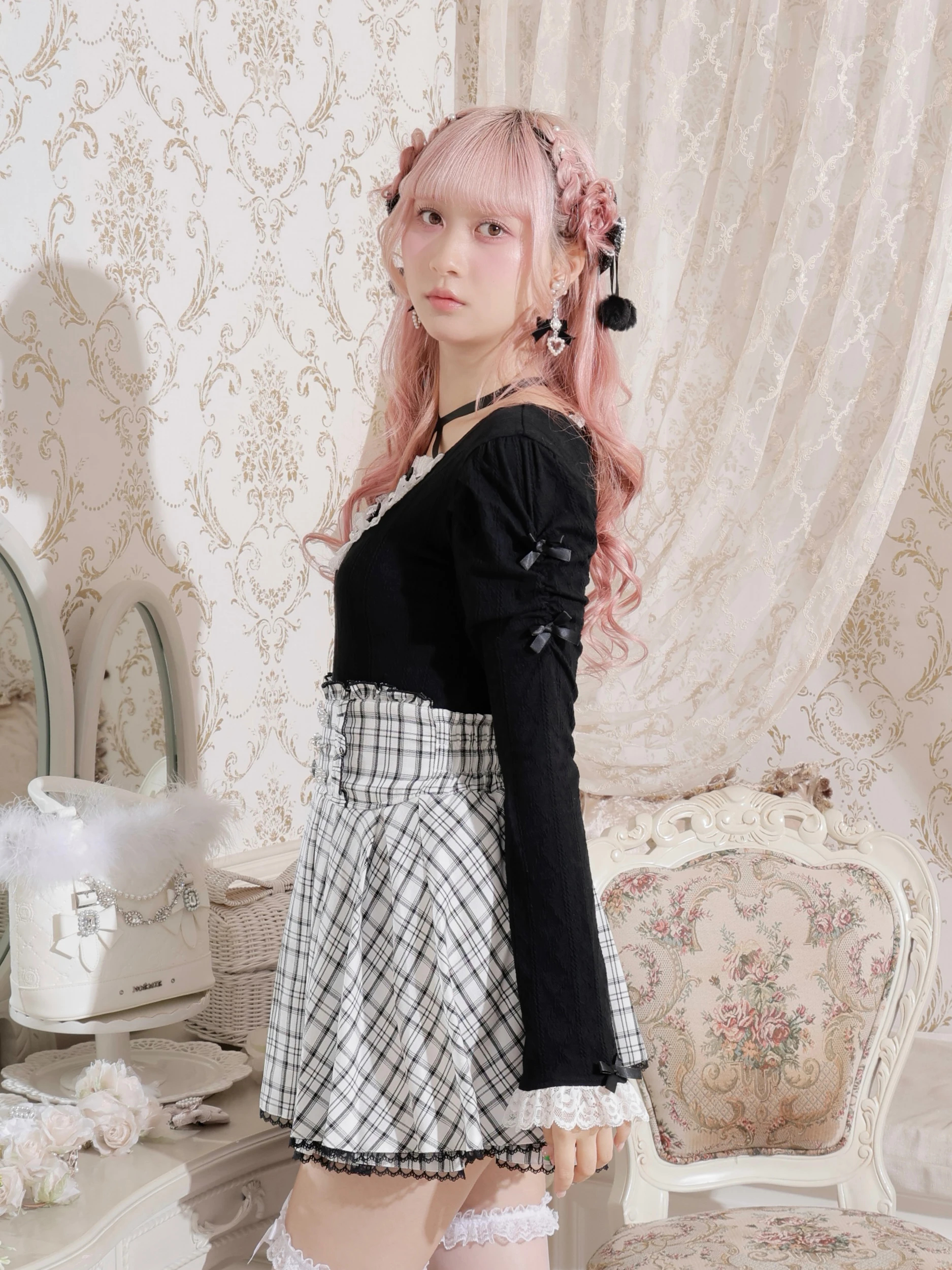 NOEMIE ノエミー フレアスリーブバックレースアップカットソー ブラック ノエミー NOEMIE フレアスリーブバックレースアップカットソー （黒