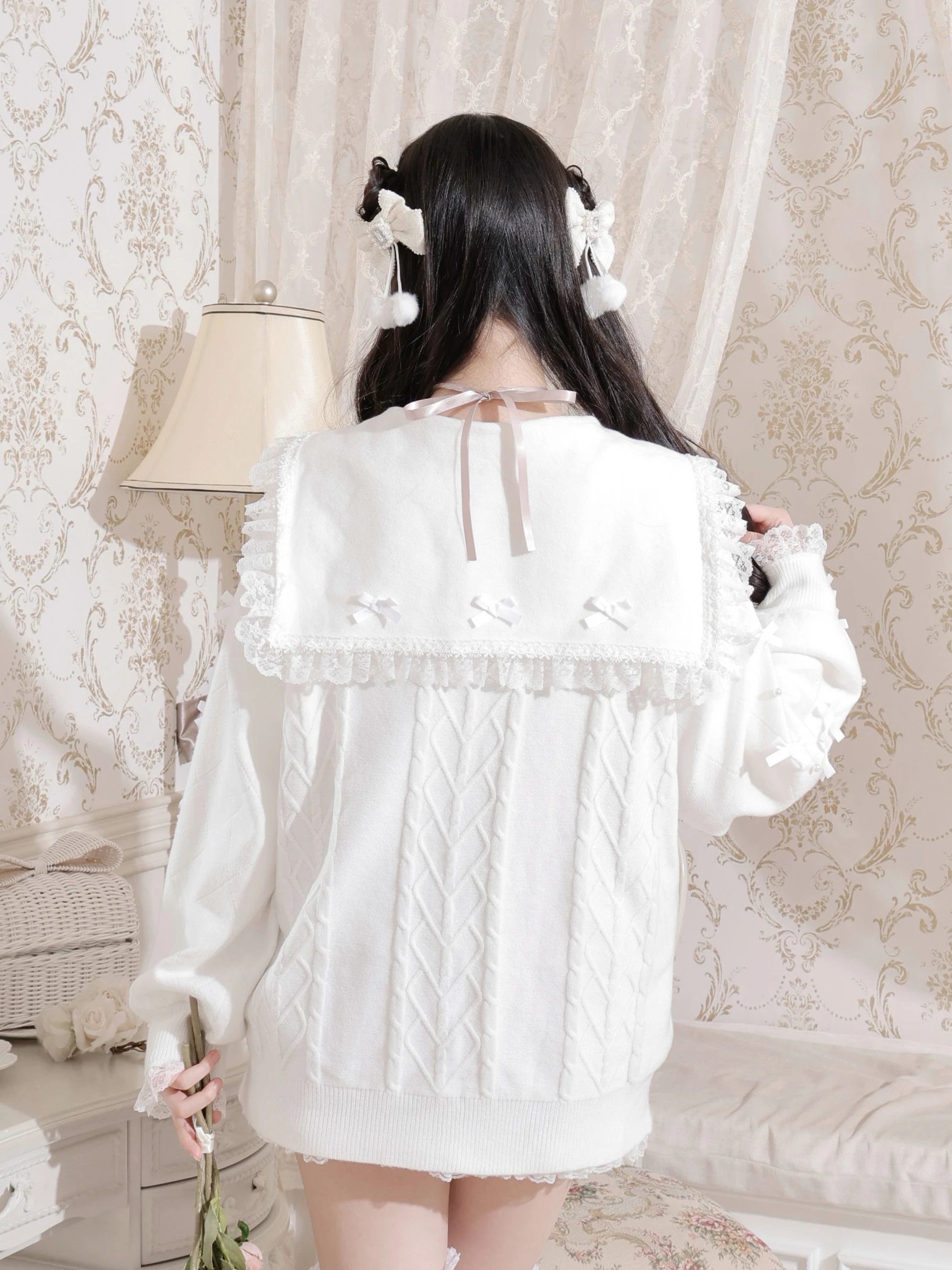NOEMIE 完売色含む♡メニーリボンビジューシャギーカーデ2点セット ノエミー（NOEMIE）/メニーリボンケーブルセーラカーデの通販はau PAY