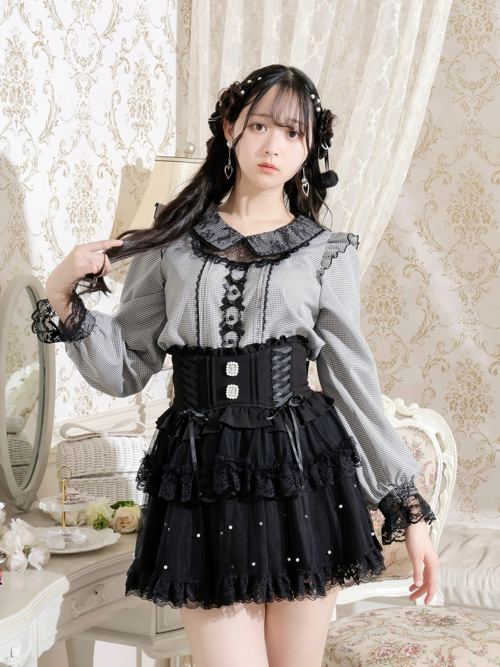 メニーリボンデコルテレースブラウス（シャツ・ブラウス｜ピンク・A柄