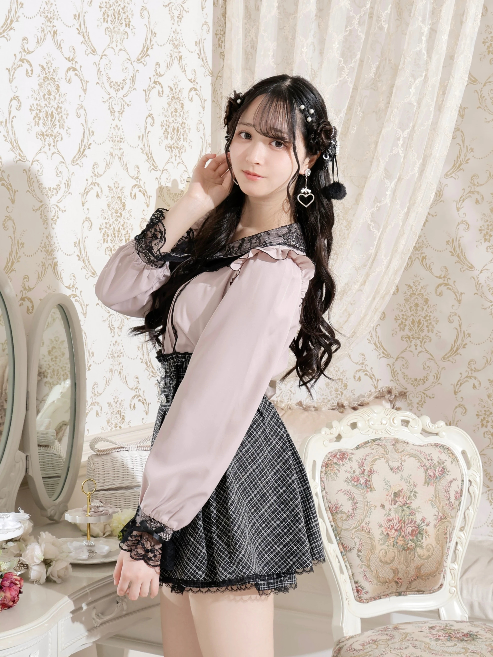 メニーリボンデコルテレースブラウス（シャツ・ブラウス｜ピンク・A柄