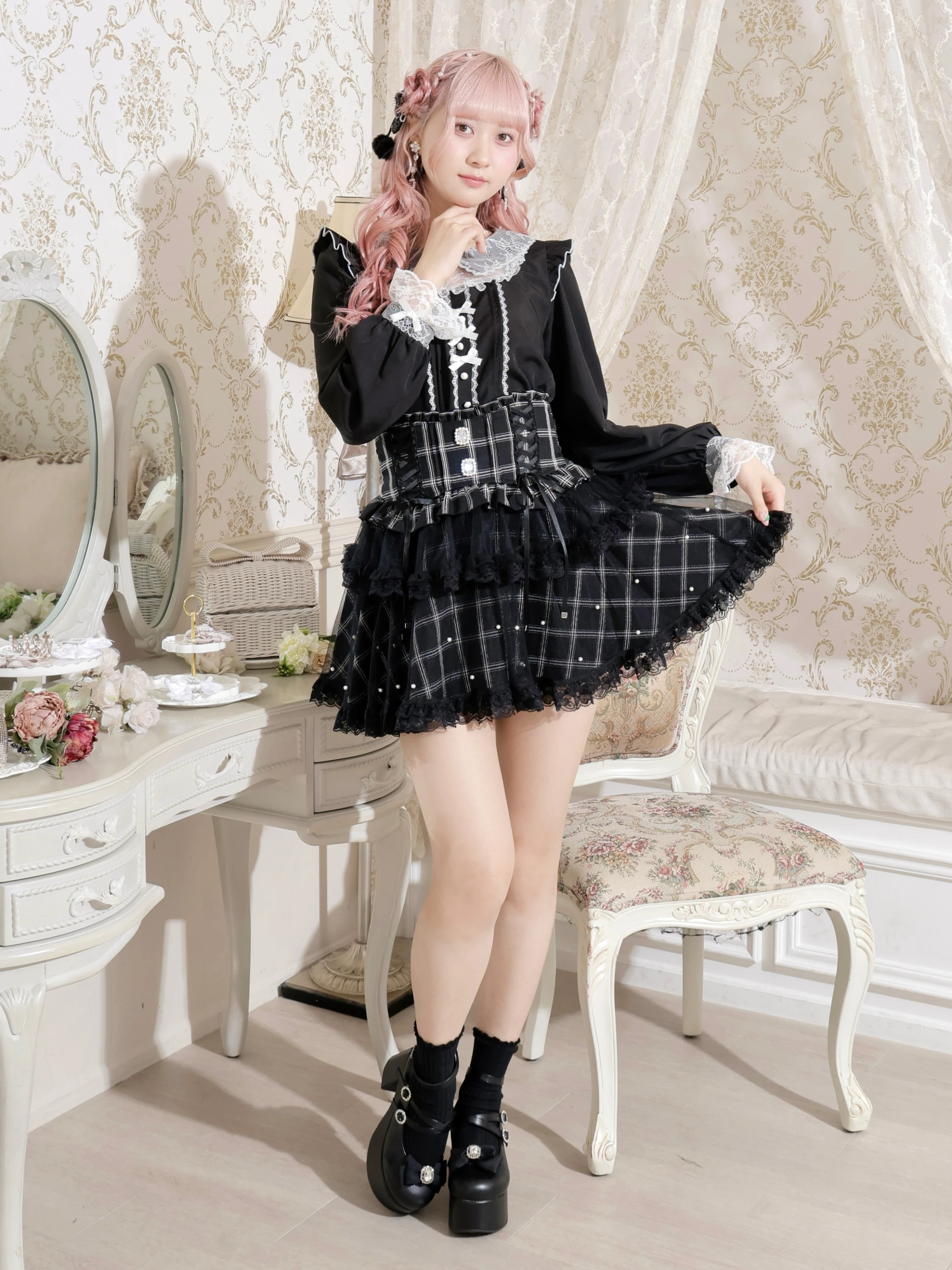 レースリボンブラウス♡イエナ チェリーアン イートミー ルネ アナトリエ ノエラ ノエミー NOEMIE チョーカーネックリボンブラウス （ローズピンク