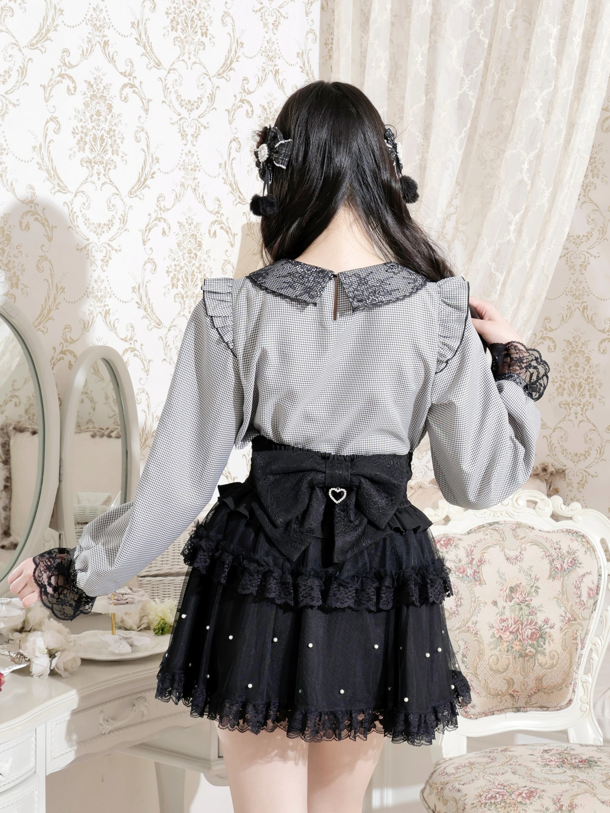 メニーリボンデコルテレースブラウス（シャツ・ブラウス｜ピンク・A柄