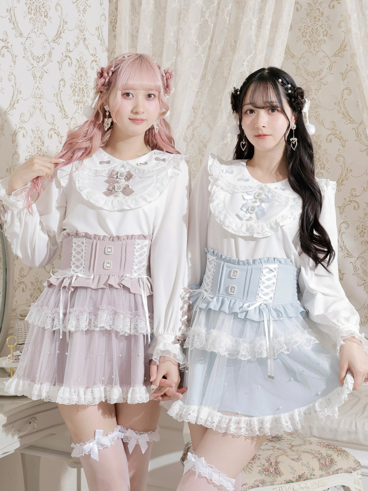 NOEMIE(ノエミー) |メニーリボンレースアップブラウス