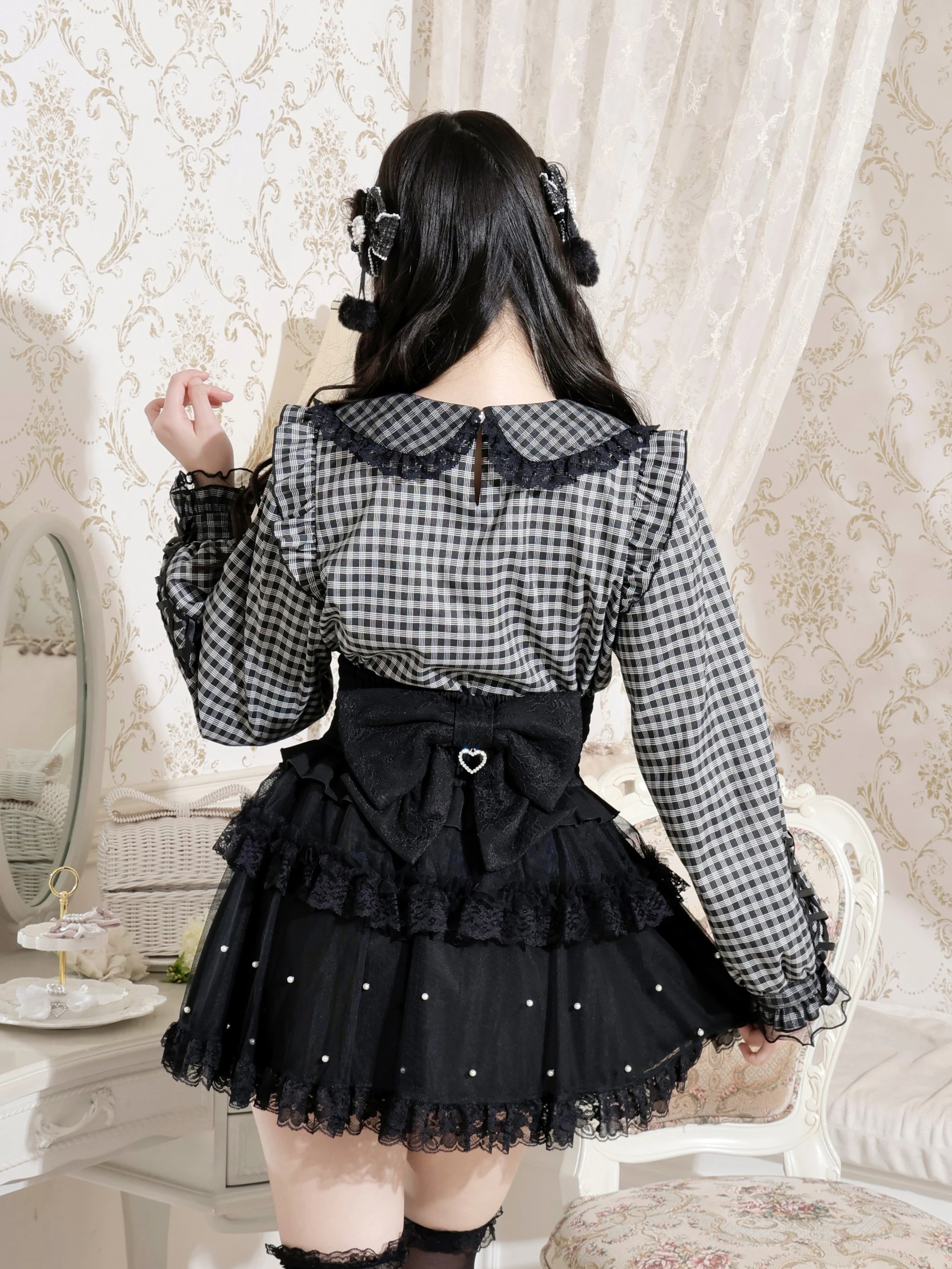 メニーリボンレースアップブラウス（シャツ・ブラウス｜ペールピンク