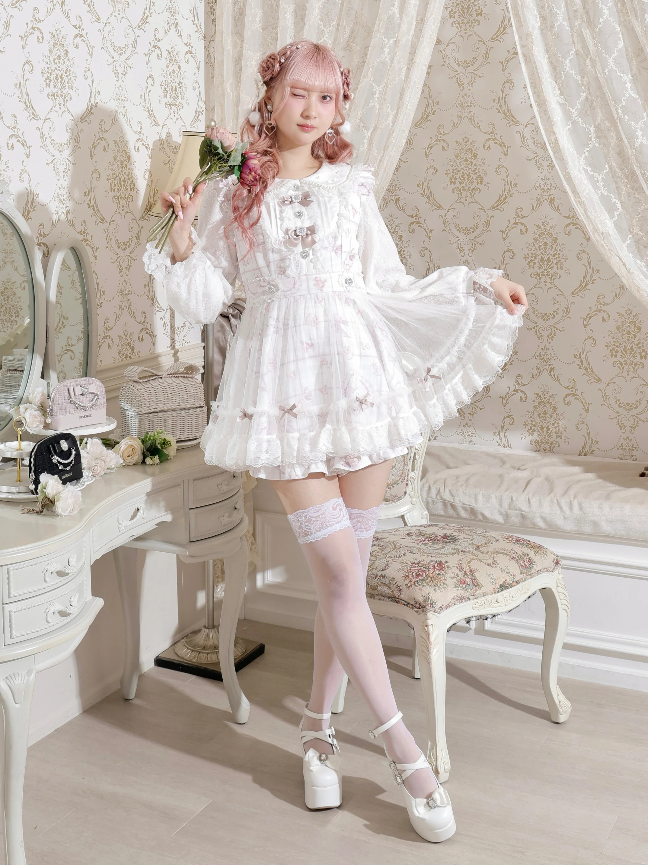 Sweet bunny セットアップ（セットアップ｜ピンク・黒・サックス