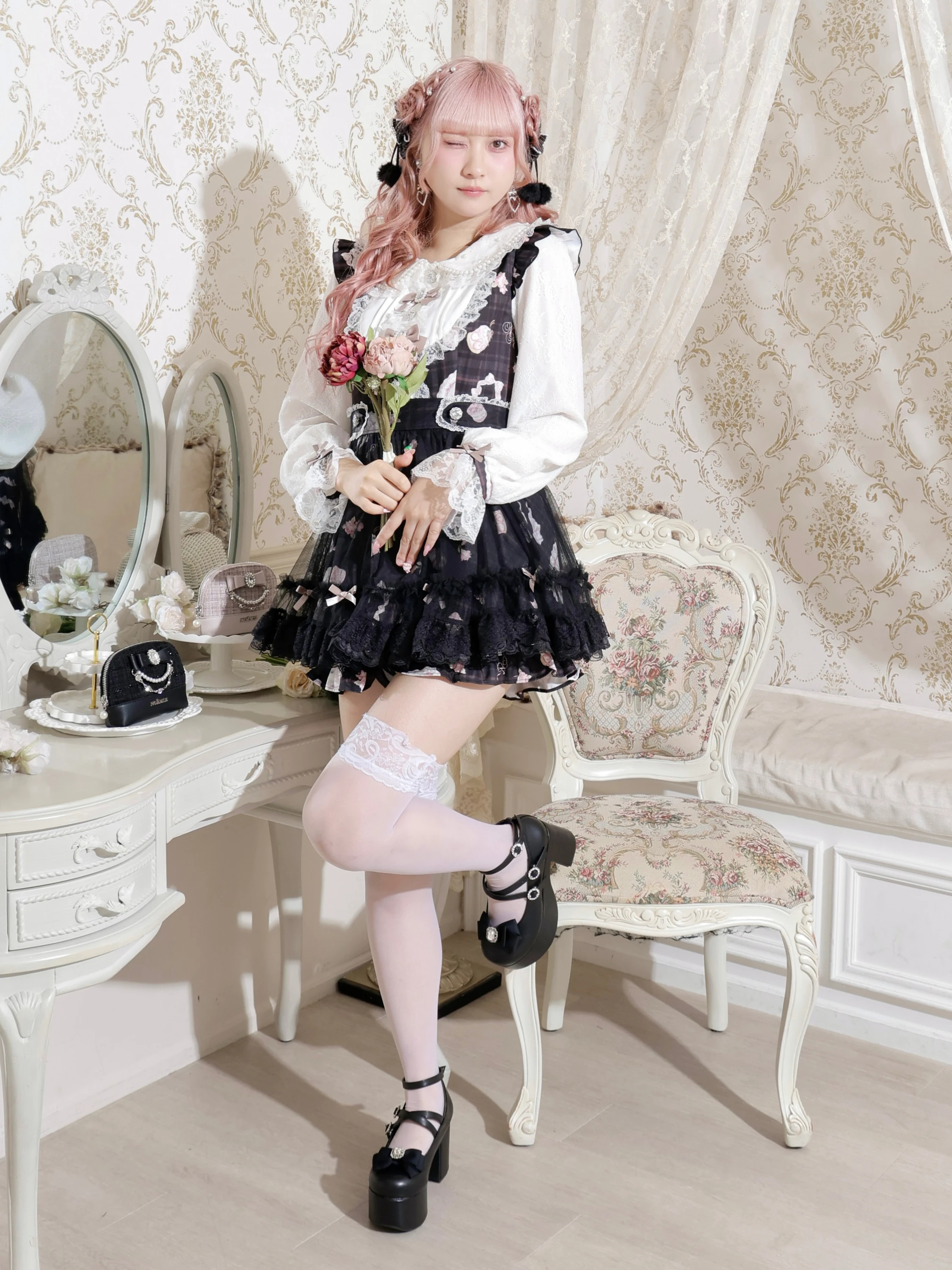 Sweet bunny セットアップ（セットアップ｜ピンク・黒・サックス