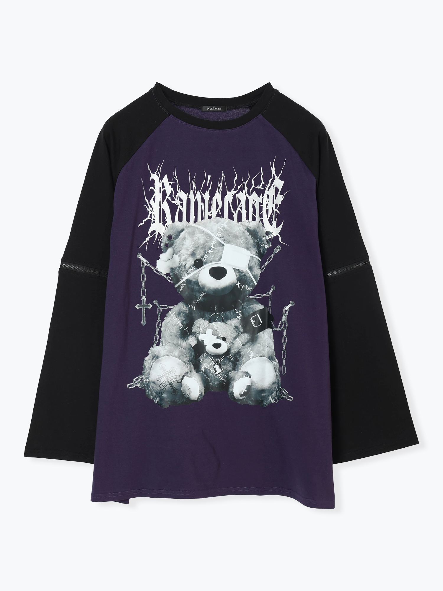 病みくまラグランユニセックスロングTシャツ（カットソー・Tシャツ｜紫