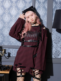 NOEMIE(ノエミー) |肩ジップボーダーロングユニセックスTシャツ