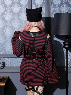 NOEMIE(ノエミー) |肩ジップボーダーロングユニセックスTシャツ