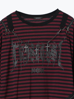 NOEMIE(ノエミー) |肩ジップボーダーロングユニセックスTシャツ