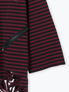 NOEMIE(ノエミー) |肩ジップボーダーロングユニセックスTシャツ