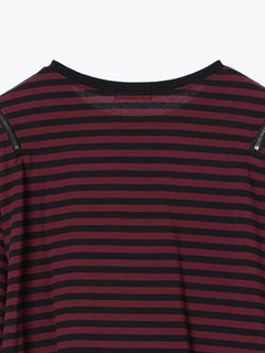 NOEMIE(ノエミー) |肩ジップボーダーロングユニセックスTシャツ