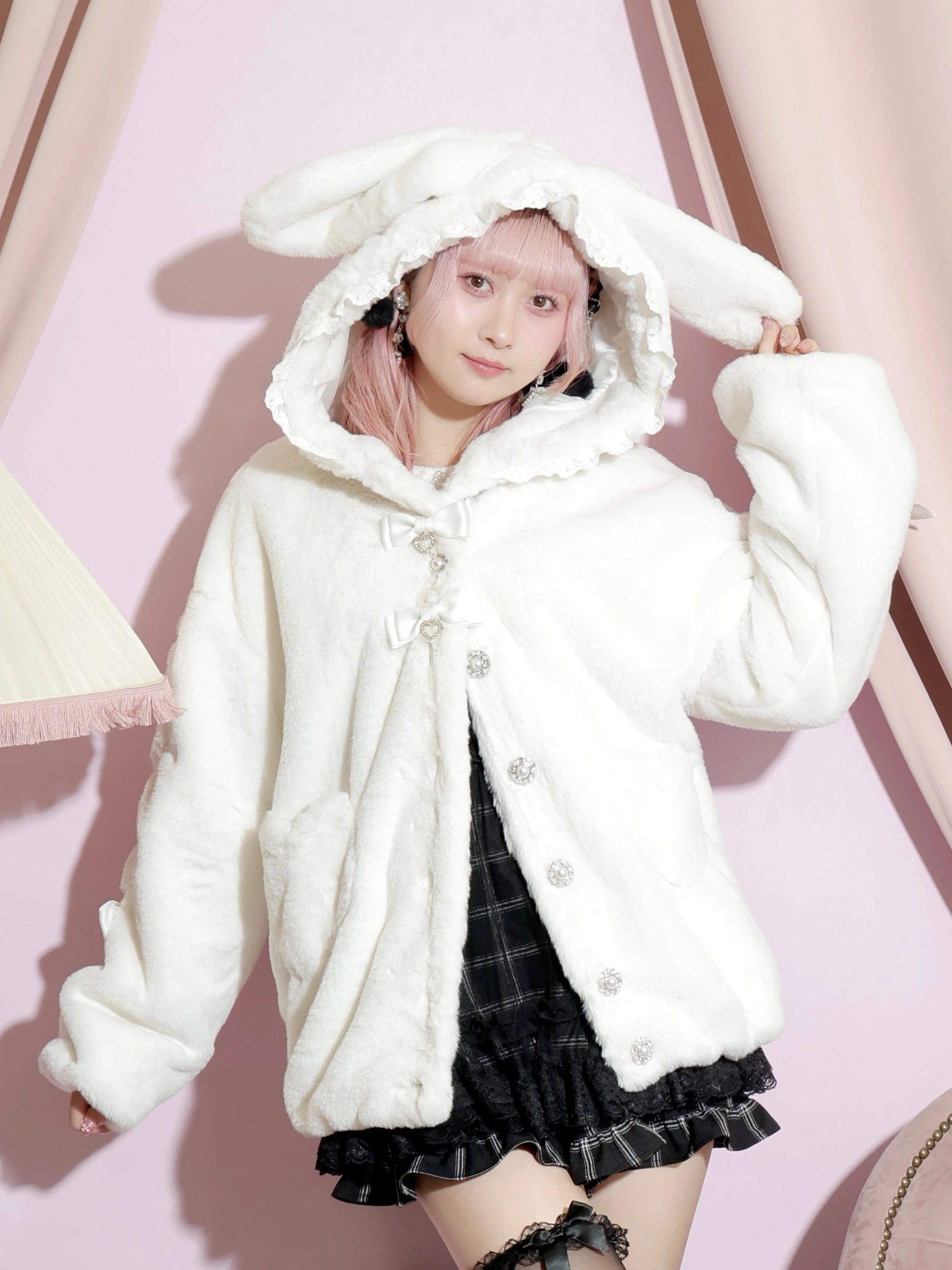 うさ耳ポケットハート袖スピンドルファーブルゾン（ブルゾン｜オフ