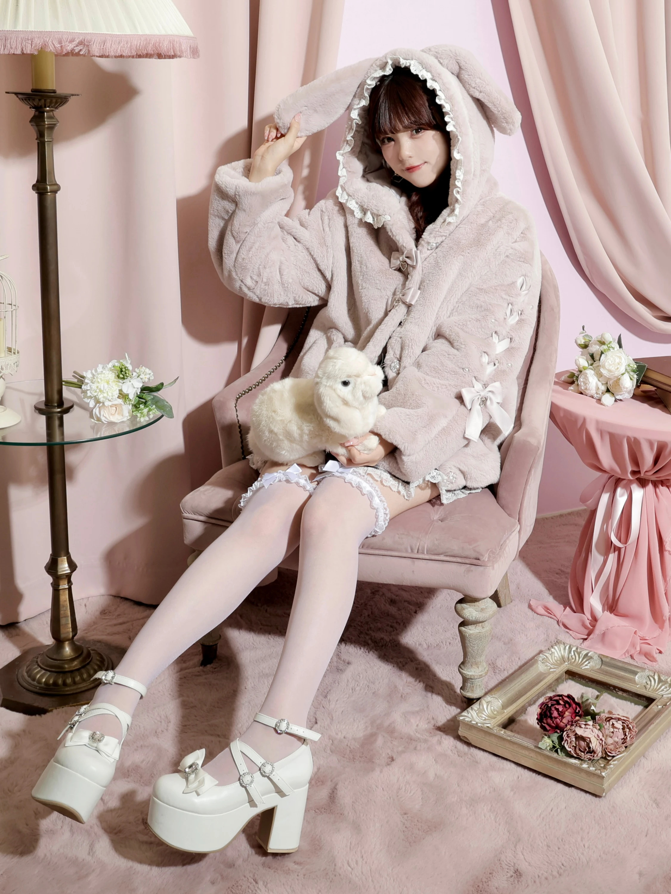 うさ耳ポケットハート袖スピンドルファーブルゾン（ブルゾン｜オフ