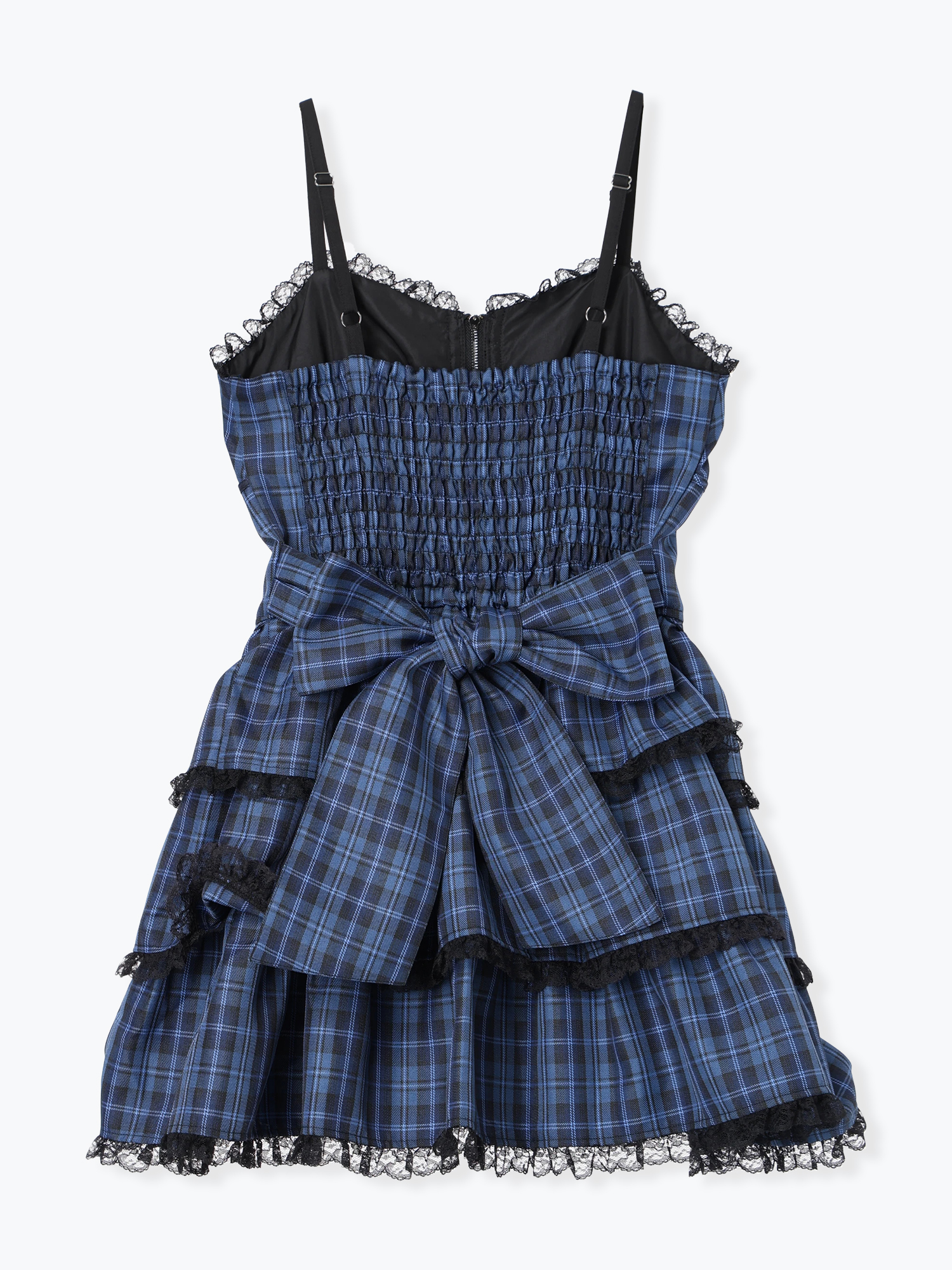 コルセットレースアップティアードキャミワンピース（ミニワンピース