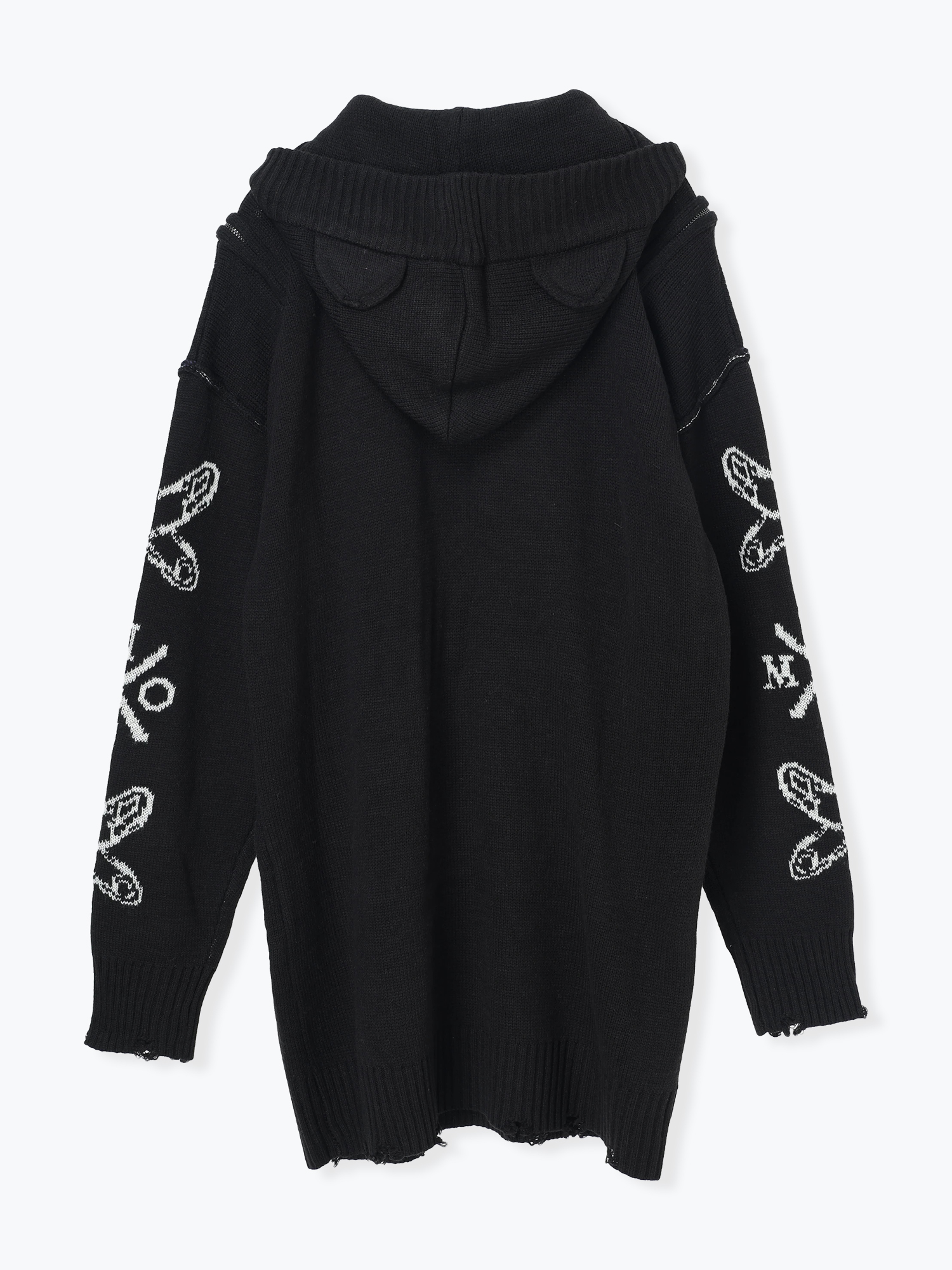 病みくまジャガードユニセックスニット（パーカー｜紫・黒