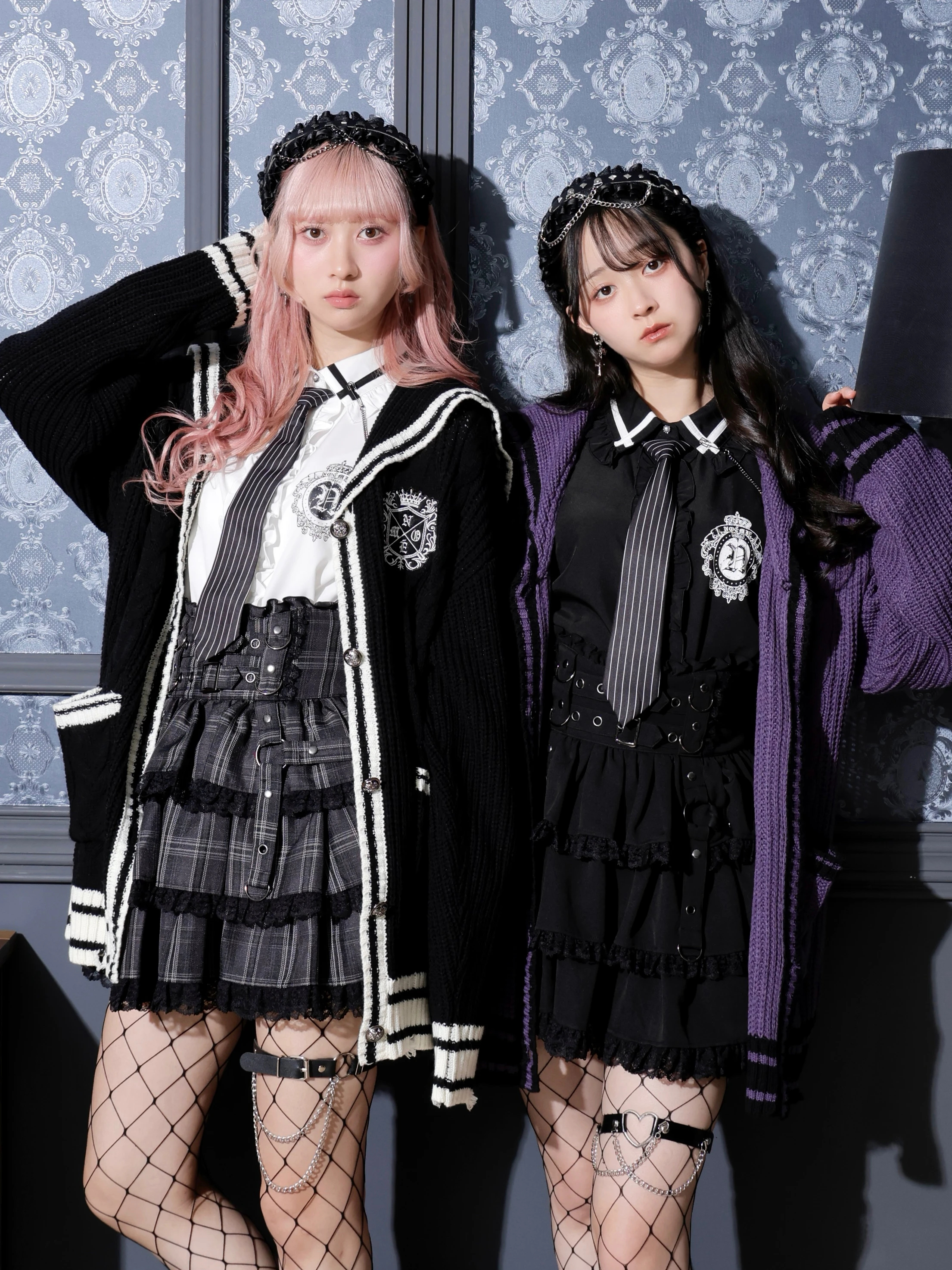 ゴシックスクールセーラーカーデ（カーディガン｜オフホワイト・紫・黒