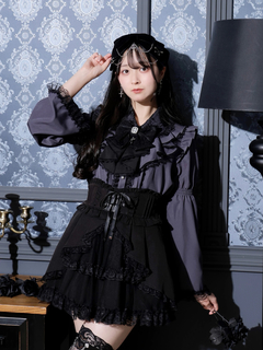 地雷 ノエミー ケープ ブラウス マーズ パンツ 十字架 リボン セットアップ 地雷 マーズ ケープ クロス 十字架 ブラウス ティアードスカパン