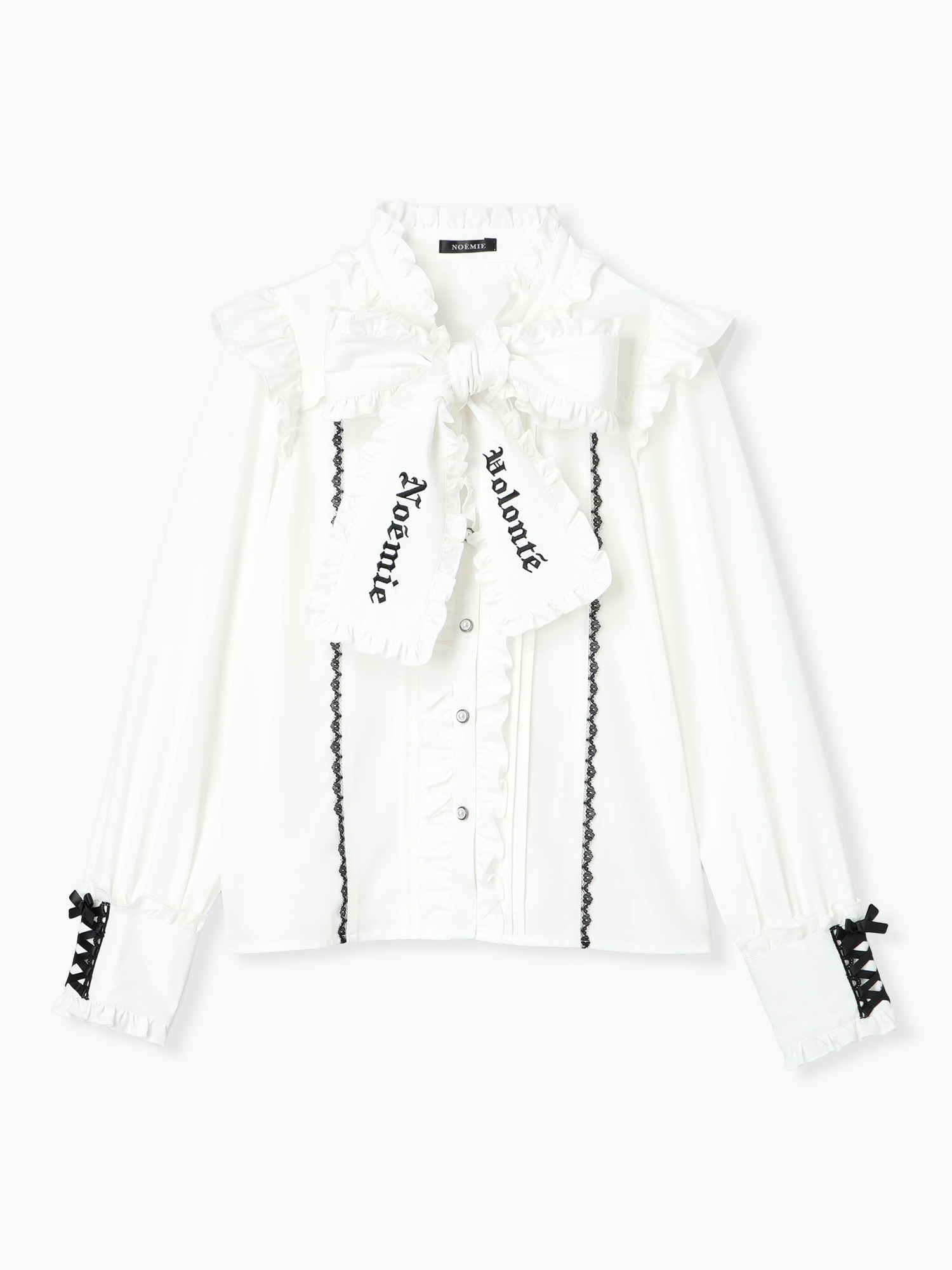 ゴシックフリル袖レースアップボウタイブラウス（シャツ・ブラウス