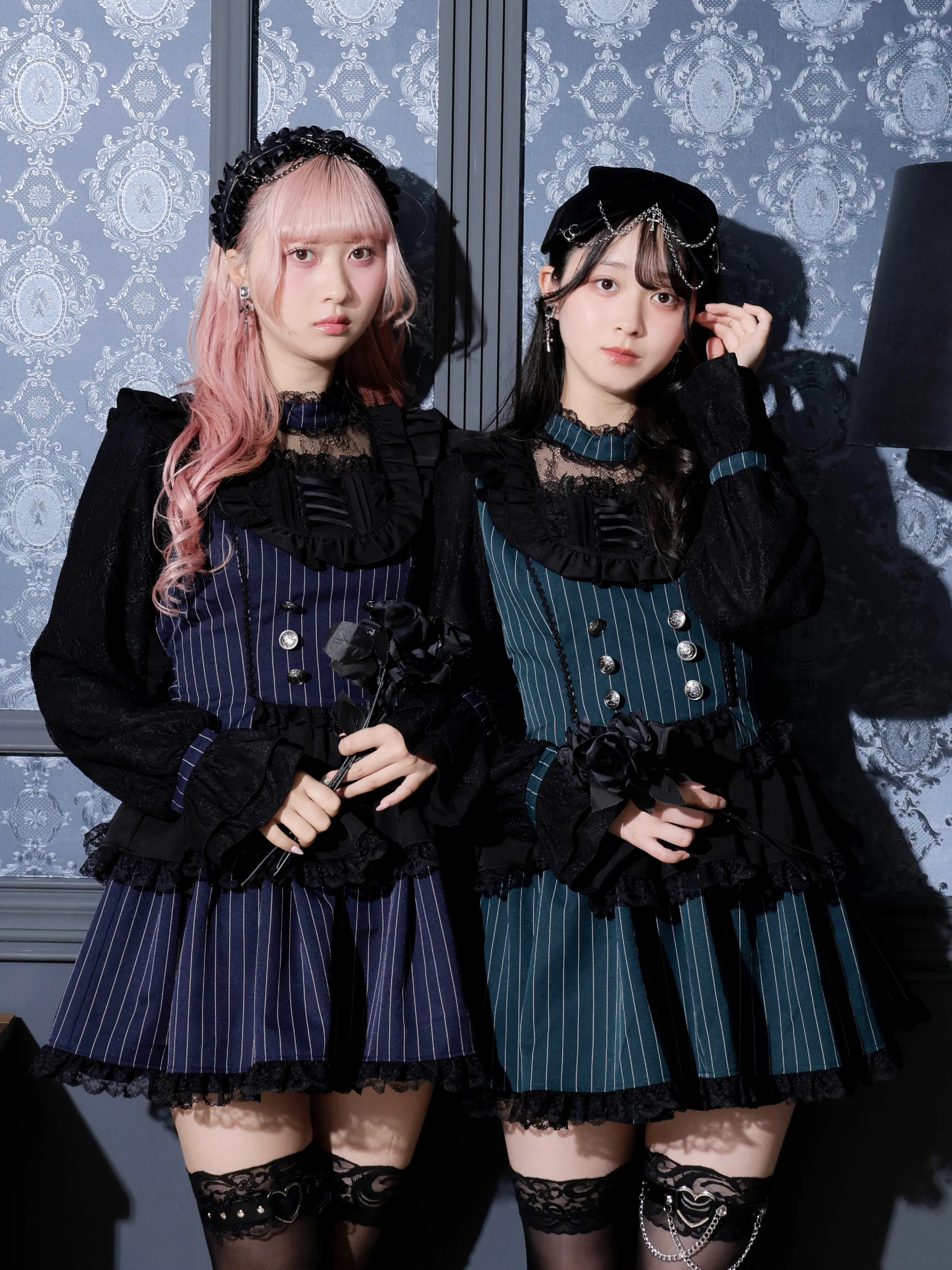 ゴシックチョーカーレースアップヨークセットアップ（セットアップ｜緑