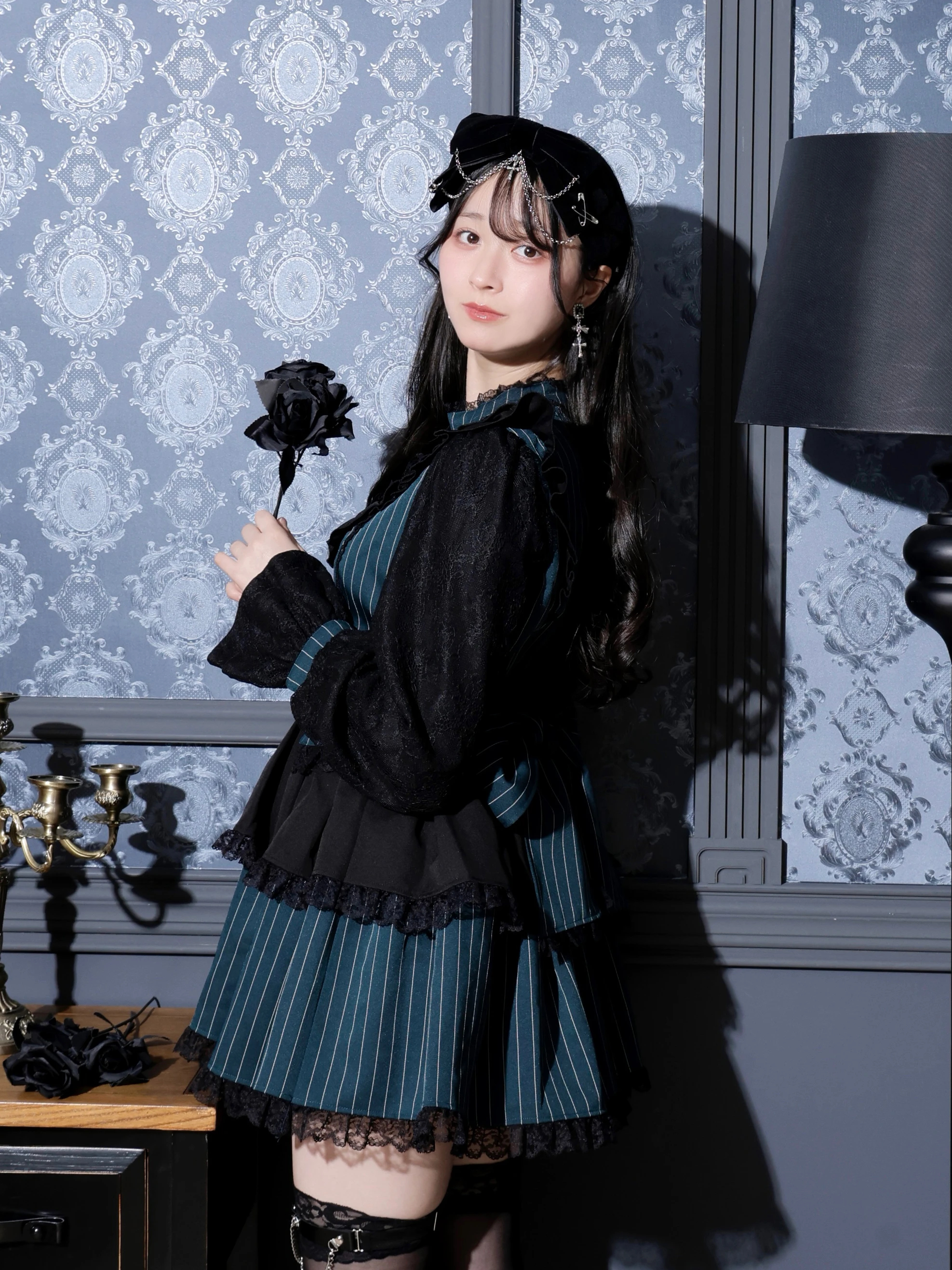 ゴシックチョーカーレースアップヨークセットアップ（セットアップ｜緑