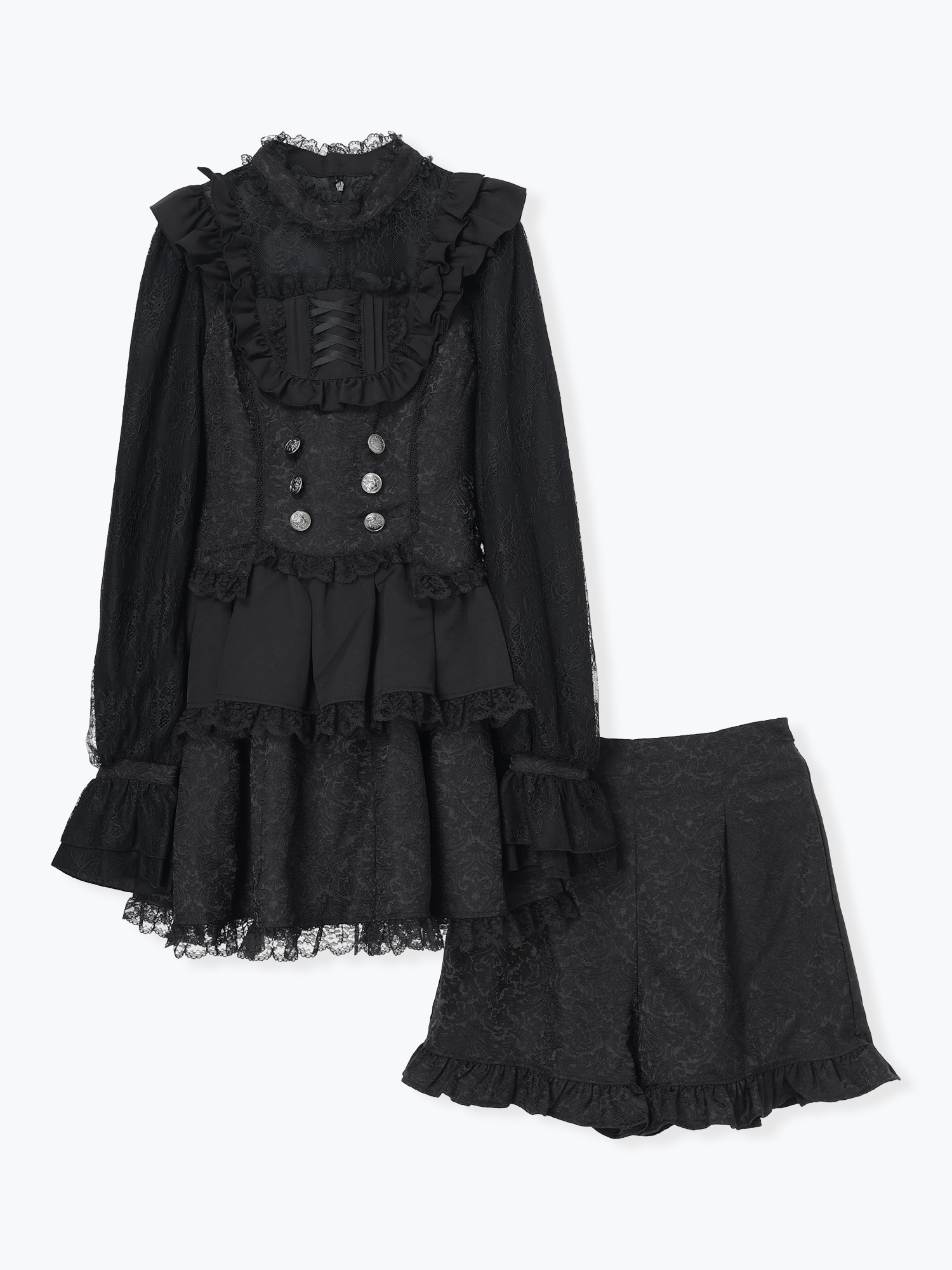 ゴシックチョーカーレースアップヨークセットアップ（セットアップ｜緑