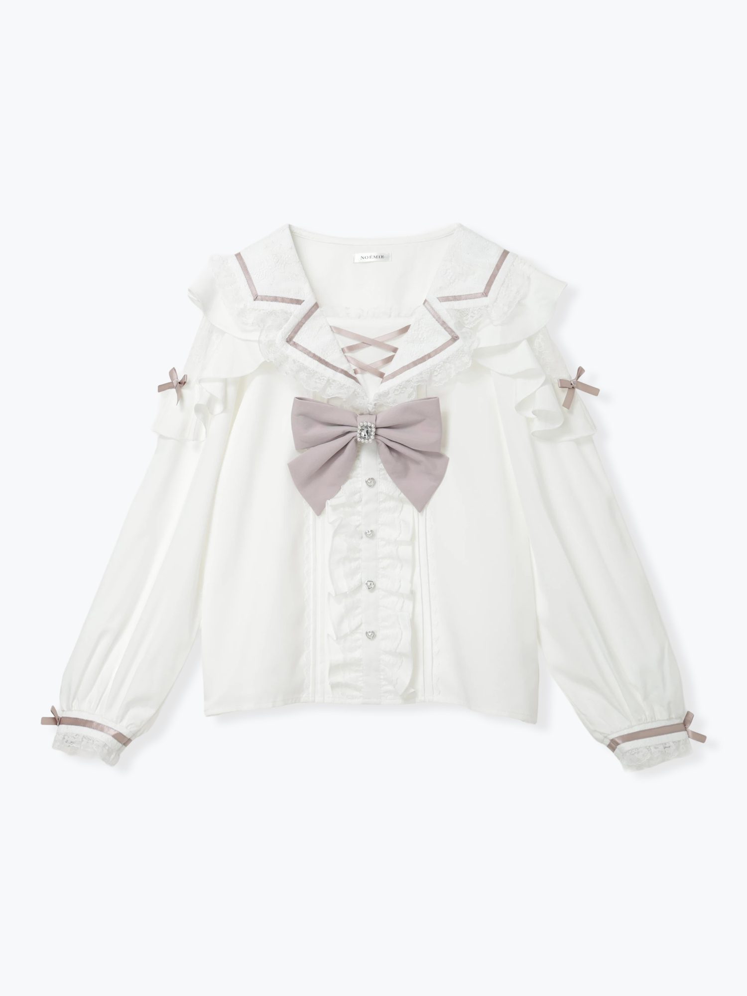 新品⭐︎EMMA TANK PALLADIO GRID リボンショルダーブラウス トレンチセーラーオープンショルダーブラウス（シャツ・ブラウス