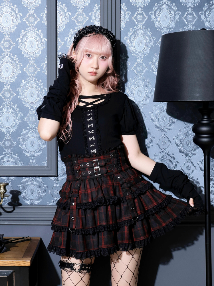 ハートフリルレースショートジップパーカー（チュニック｜オフホワイト