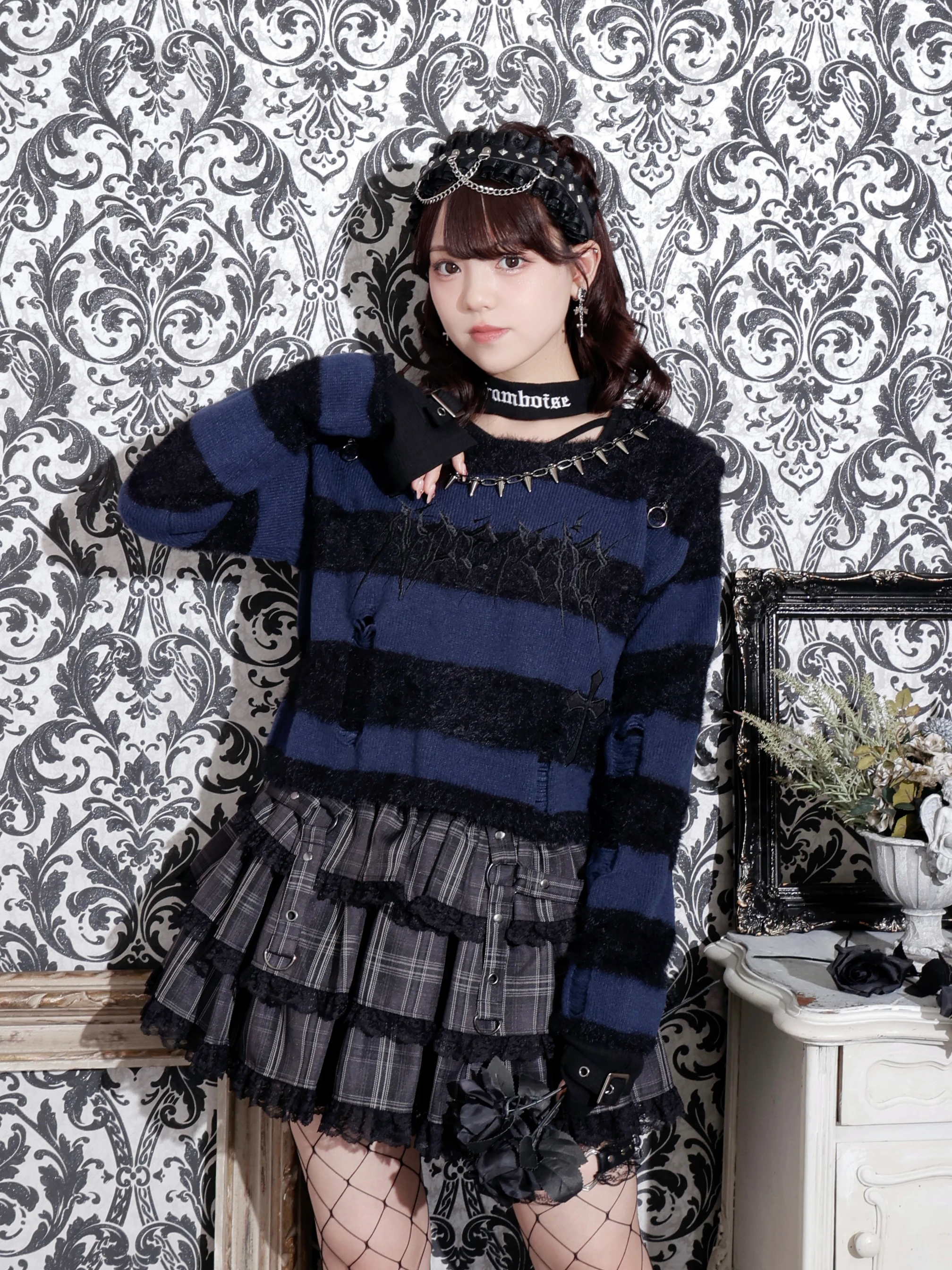 おしゃれ囚人ボーダーニット（ニット・セーター｜オフホワイト