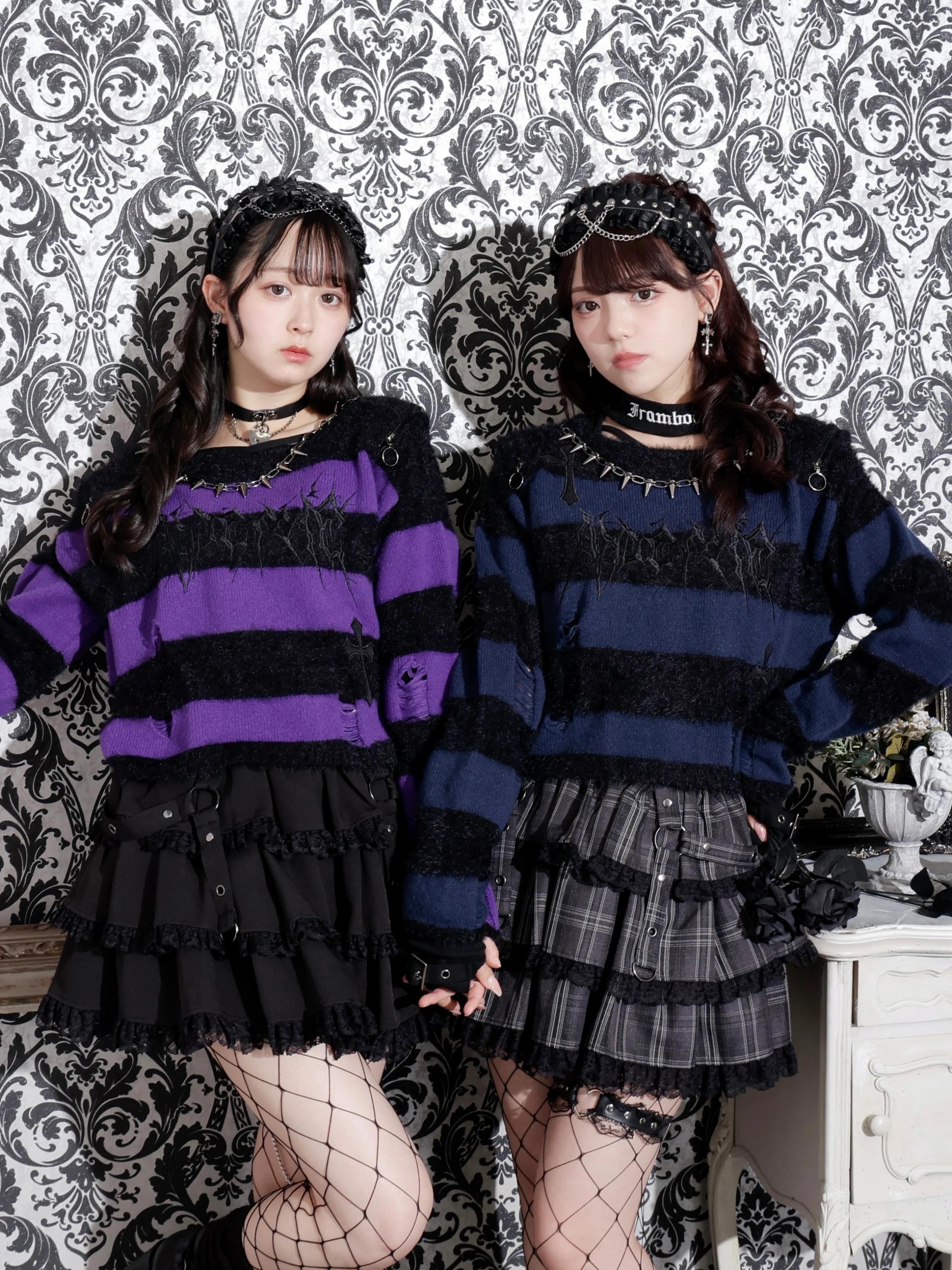 おしゃれ囚人ボーダーニット（ニット・セーター｜オフホワイト・赤・青