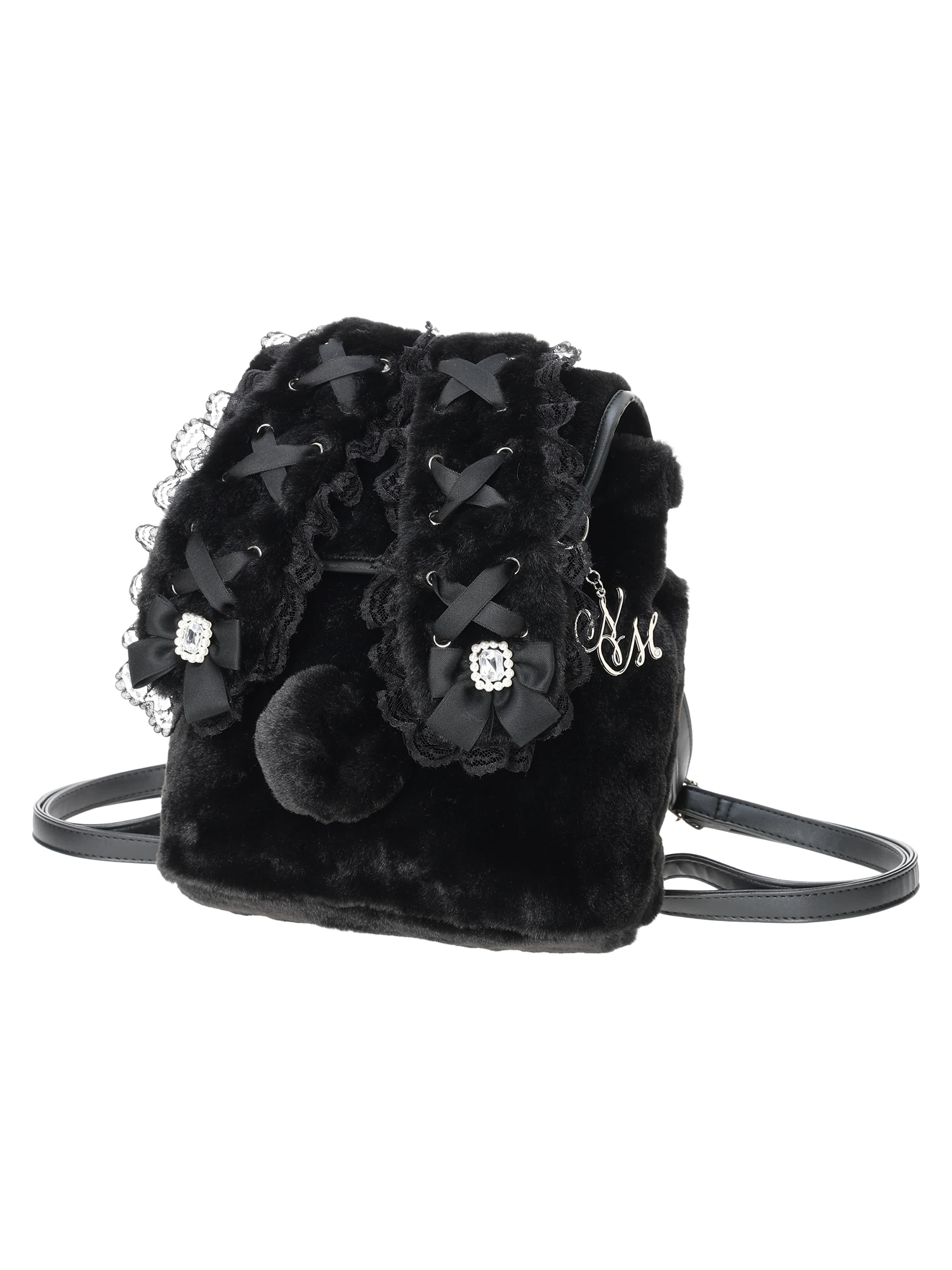 うさ耳リボンレースアップファーリュック（リュック｜ピンク