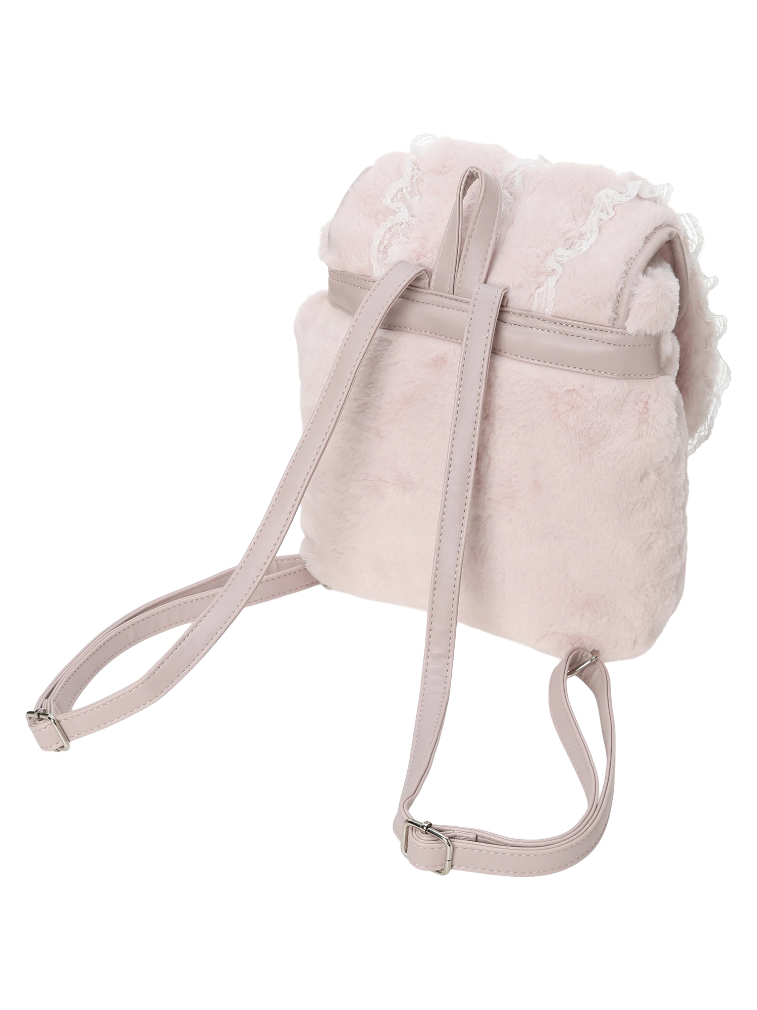 うさ耳リボンレースアップファーリュック（リュック｜ピンク