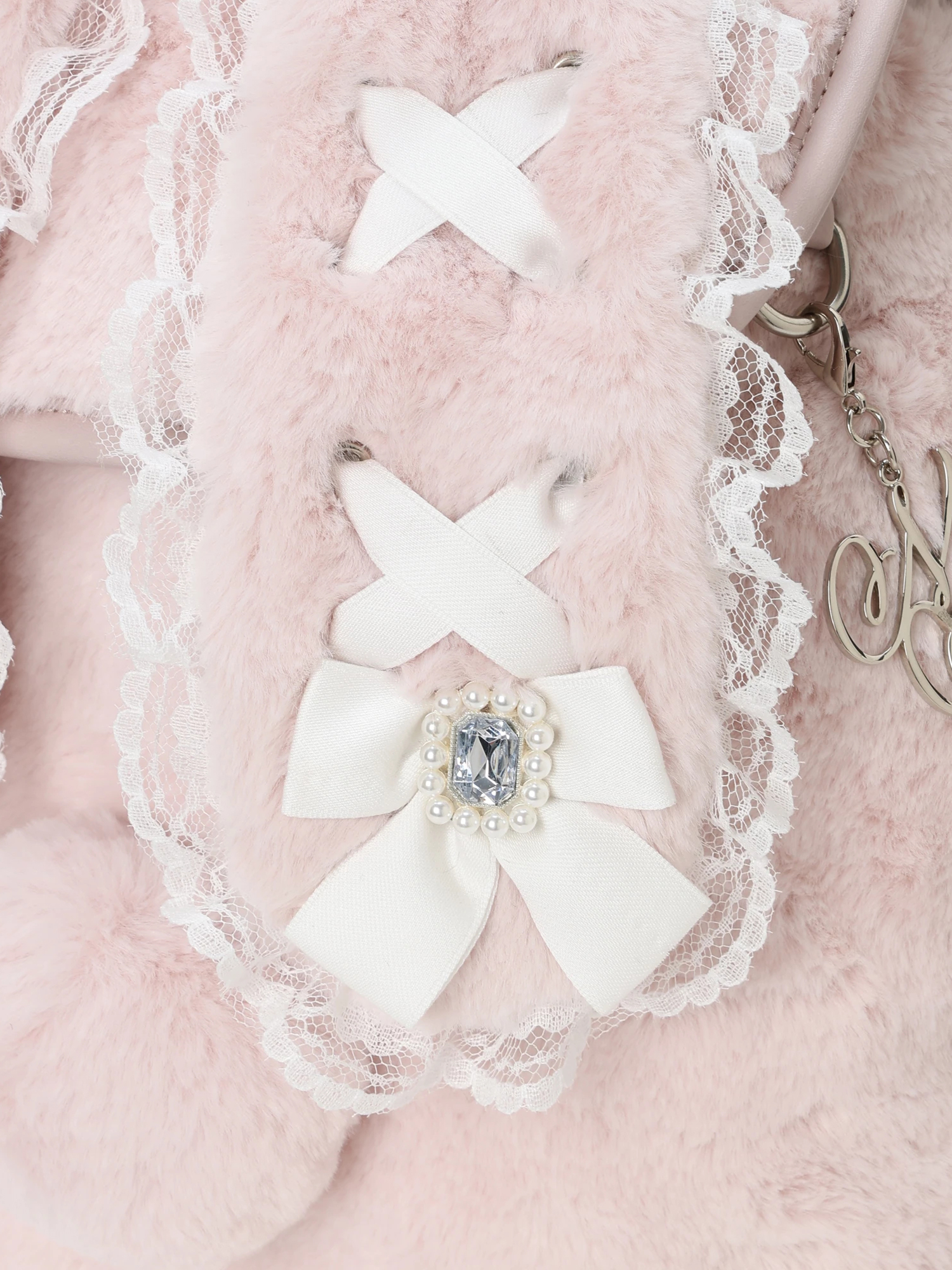 うさ耳リボンレースアップファーリュック（リュック｜ピンク