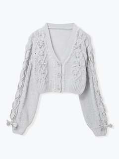 NOEMIE(ノエミー) |ビジューリボンレースアップマシュマロカーデ