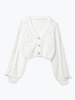 NOEMIE(ノエミー) |ビジューリボンレースアップマシュマロカーデ