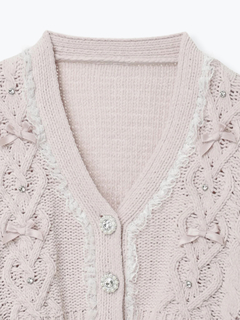 NOEMIE(ノエミー) |ビジューリボンレースアップマシュマロカーデ