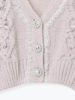 NOEMIE(ノエミー) |ビジューリボンレースアップマシュマロカーデ