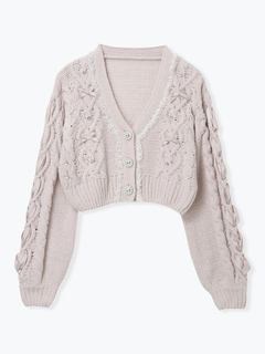 NOEMIE(ノエミー) |ビジューリボンレースアップマシュマロカーデ